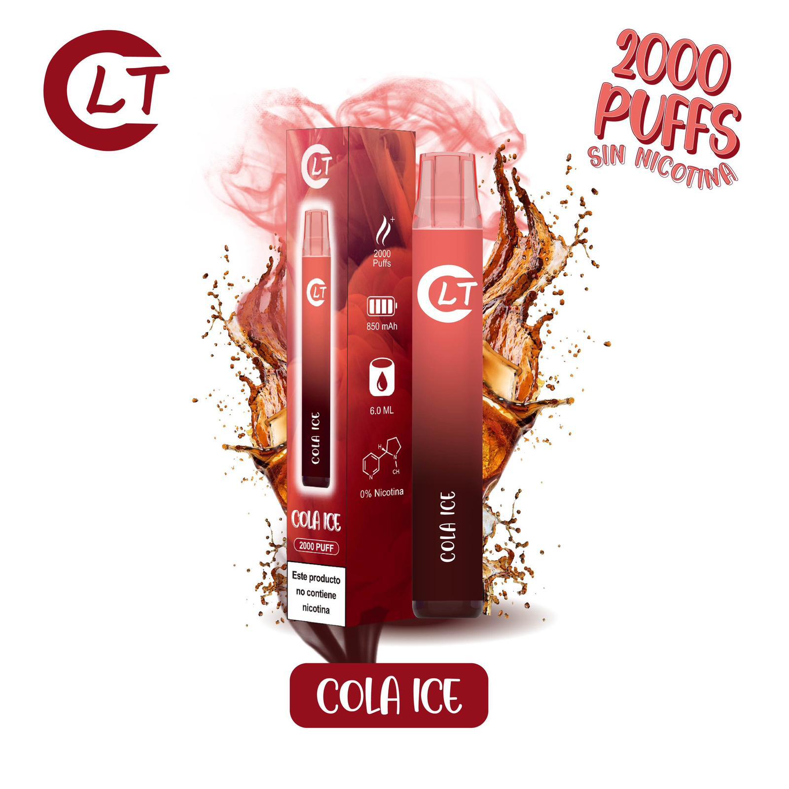 Vaper sin nicotina desechable LT cola ice