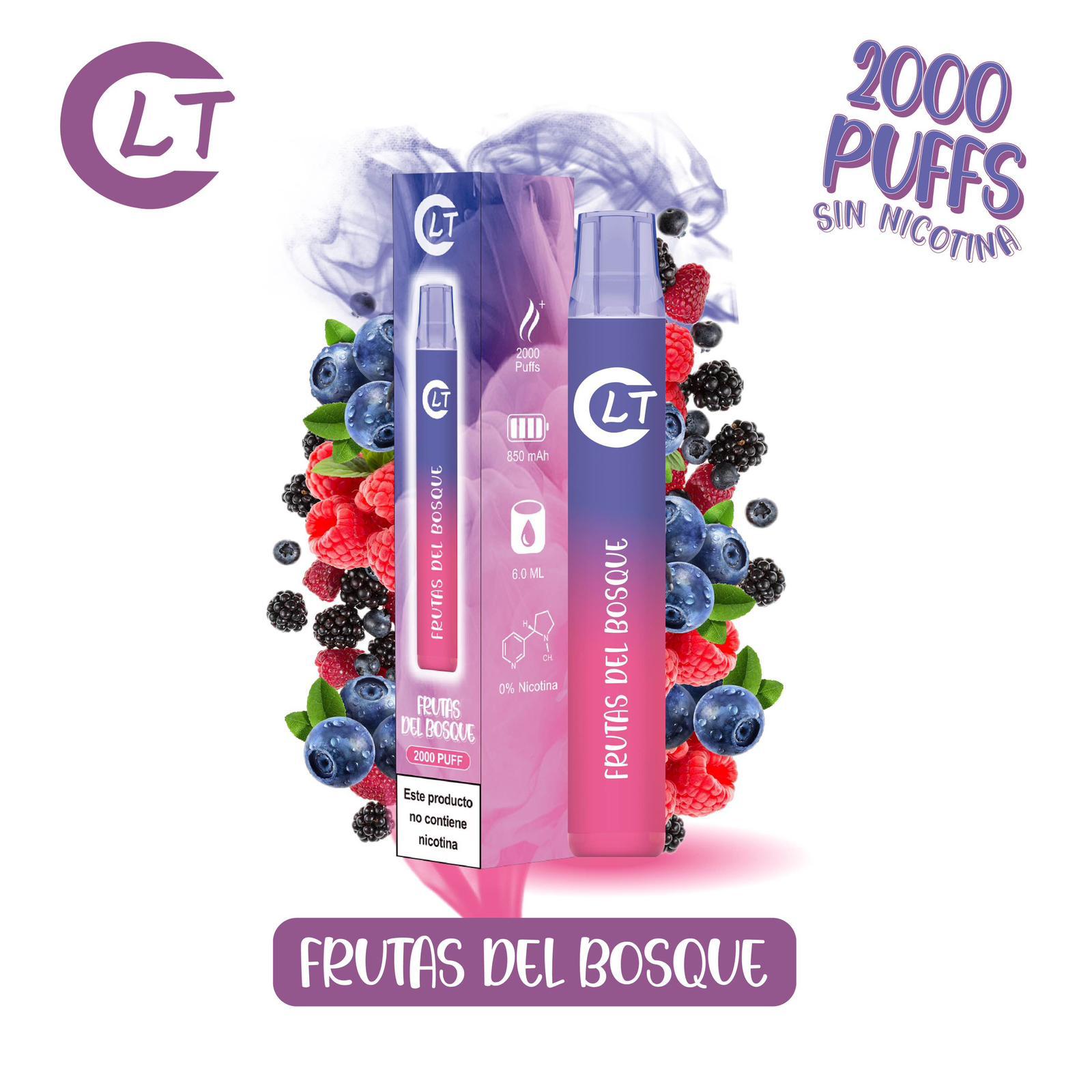 Vaper sin nicotina desechable LT frutas del bosque