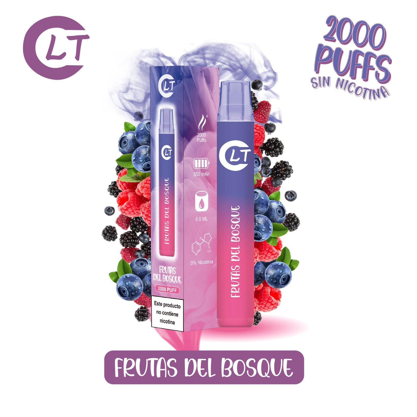Vaper LT sin Nicotina Desechable Frutas del Bosque
