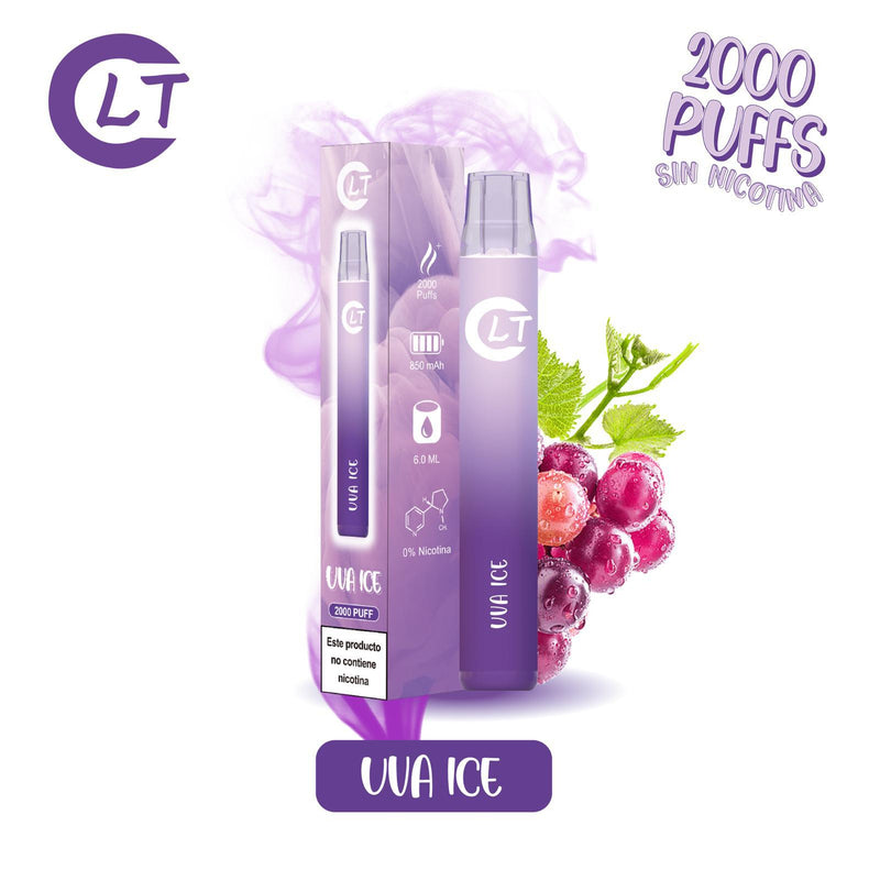 Vaper sin nicotina desechable LT uva ice